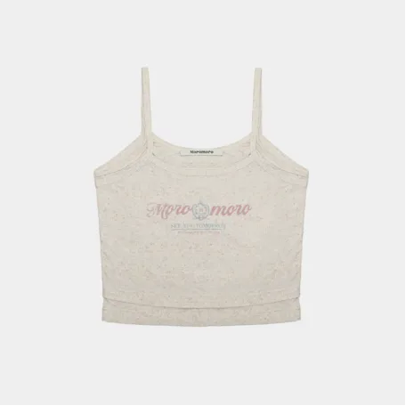 Топ MoroMoro Logo Ribbed Crop Top Light Gray