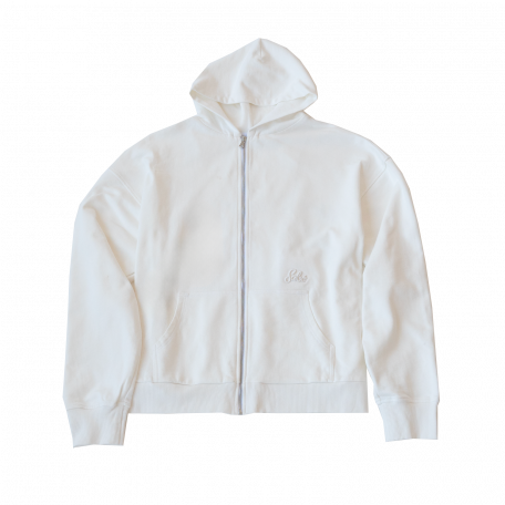 Sabe Paris Cotton 3D Logo Full-Zip Hoodie White