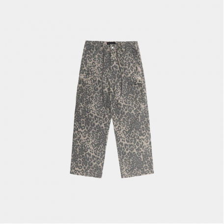Брюки MasonPrince Wide-Leg Cargo Pants Leopard Print Sand Grey