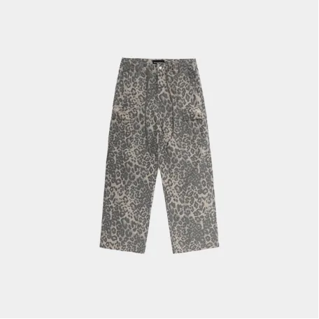 Брюки MasonPrince Wide-Leg Cargo Pants Leopard Print Sand Grey