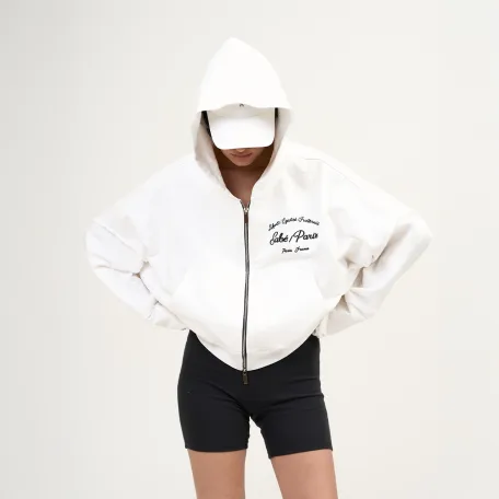 Зип-худи Sabe Paris Cotton Cropped Zip-Up Hoodie White