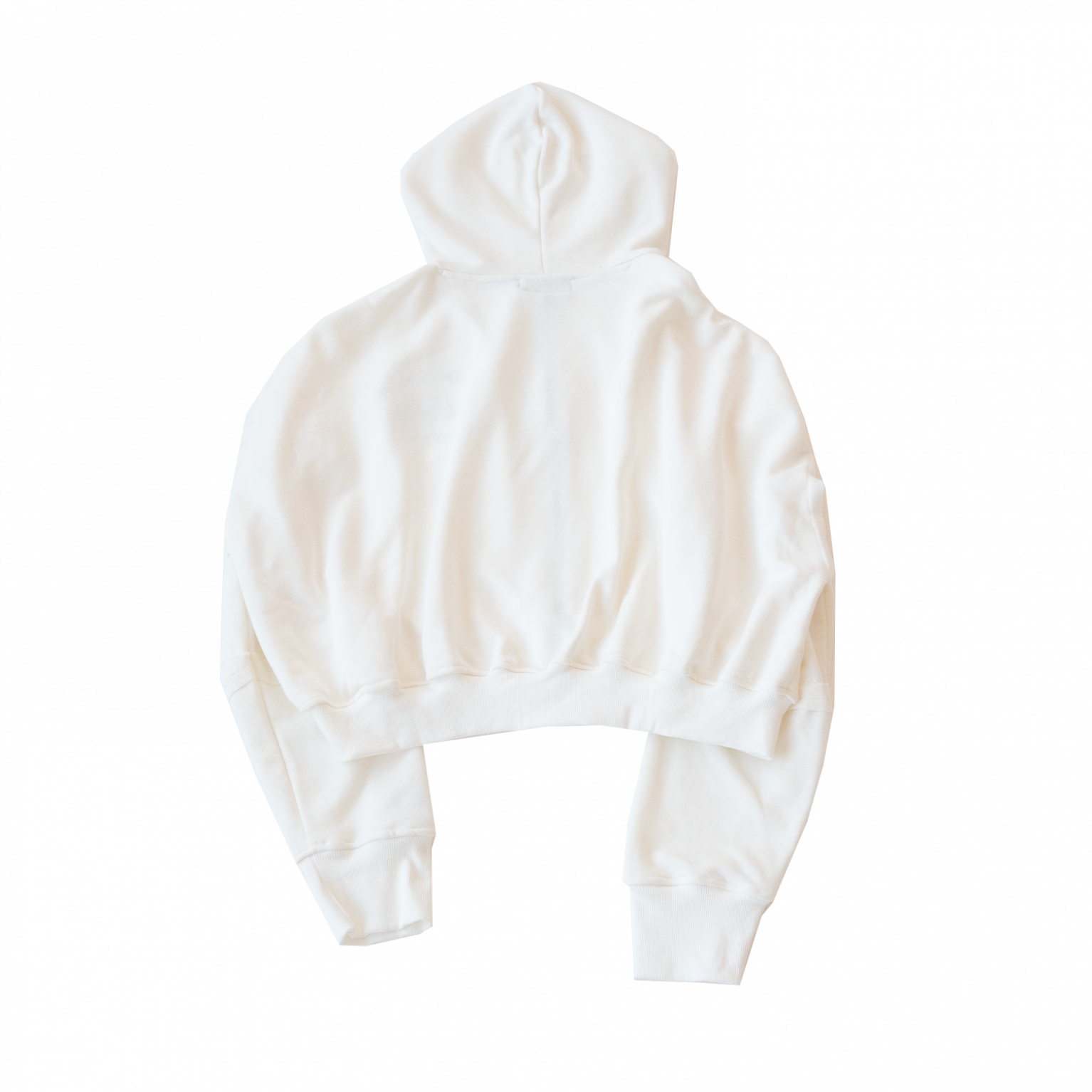 Sabe Paris Cotton Cropped Zip-Up Hoodie White